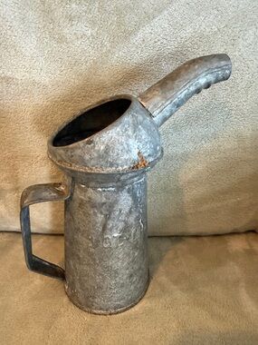 Vintage Metal Oil Can Jug in Gray - Rustic Home Accessory